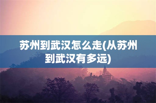 苏州到武汉怎么走(从苏州到武汉有多远)