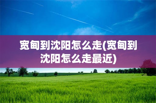 宽甸到沈阳怎么走(宽甸到沈阳怎么走最近)