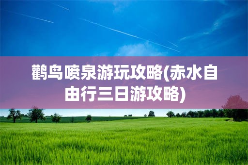 鹳鸟喷泉游玩攻略(赤水自由行三日游攻略)