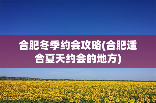 合肥冬季约会攻略(合肥适合夏天约会的地方)