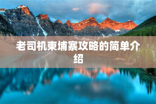 老司机柬埔寨攻略的简单介绍