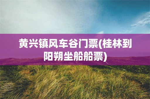 黄兴镇风车谷门票(桂林到阳朔坐船船票)