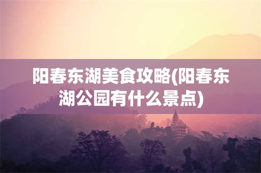 阳春东湖美食攻略(阳春东湖公园有什么景点)
