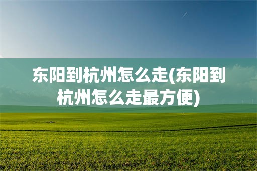 东阳到杭州怎么走(东阳到杭州怎么走最方便)