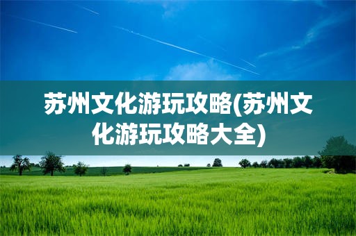 苏州文化游玩攻略(苏州文化游玩攻略大全)