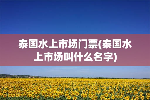 泰国水上市场门票(泰国水上市场叫什么名字)