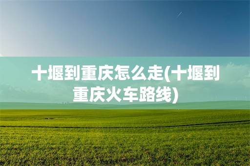 十堰到重庆怎么走(十堰到重庆火车路线)