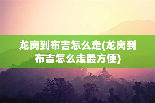 龙岗到布吉怎么走(龙岗到布吉怎么走最方便)