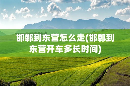 邯郸到东营怎么走(邯郸到东营开车多长时间)