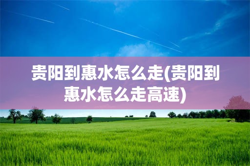 贵阳到惠水怎么走(贵阳到惠水怎么走高速)