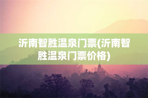 沂南智胜温泉门票(沂南智胜温泉门票价格)