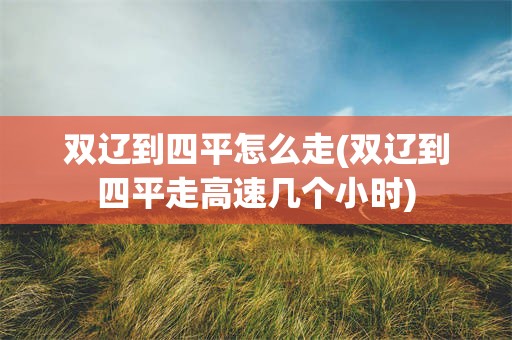 双辽到四平怎么走(双辽到四平走高速几个小时)