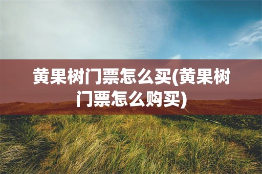 黄果树门票怎么买(黄果树门票怎么购买)