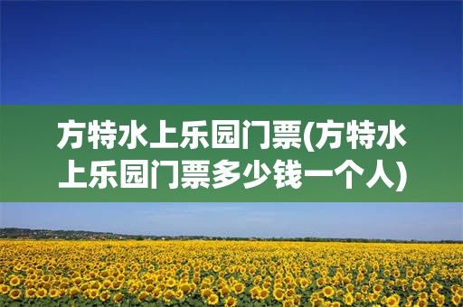 方特水上乐园门票(方特水上乐园门票多少钱一个人)