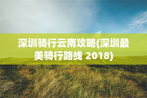 深圳骑行云南攻略(深圳最美骑行路线 2018)
