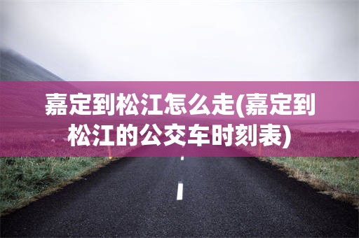 嘉定到松江怎么走(嘉定到松江的公交车时刻表)