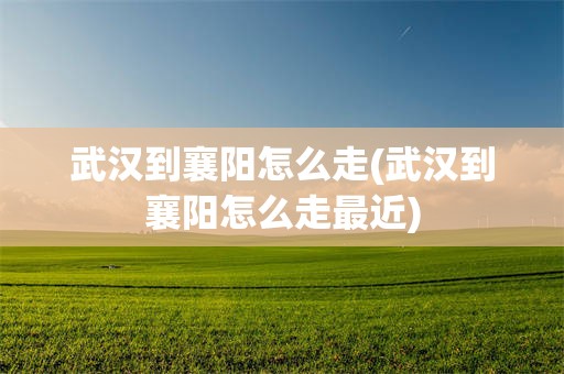 武汉到襄阳怎么走(武汉到襄阳怎么走最近)