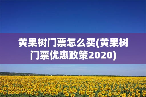 黄果树门票怎么买(黄果树门票优惠政策2020)