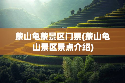 蒙山龟蒙景区门票(蒙山龟山景区景点介绍)