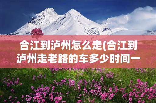 合江到泸州怎么走(合江到泸州走老路的车多少时间一班)