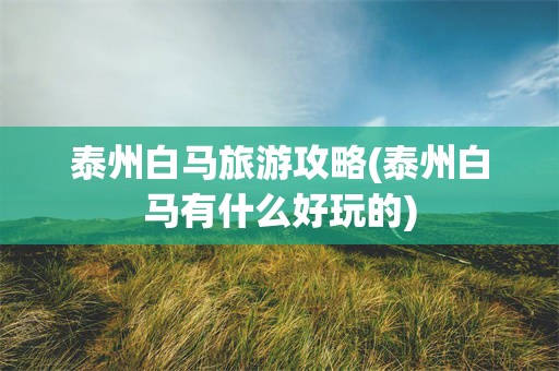 泰州白马旅游攻略(泰州白马有什么好玩的)