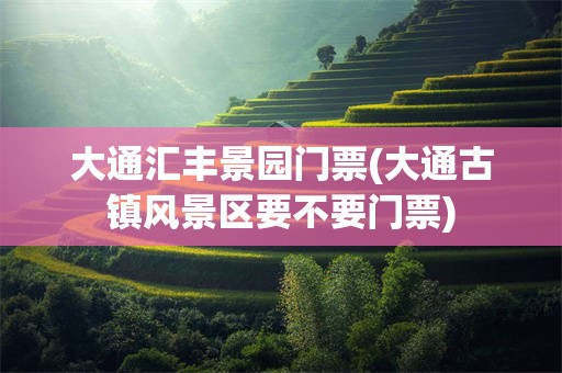 大通汇丰景园门票(大通古镇风景区要不要门票)