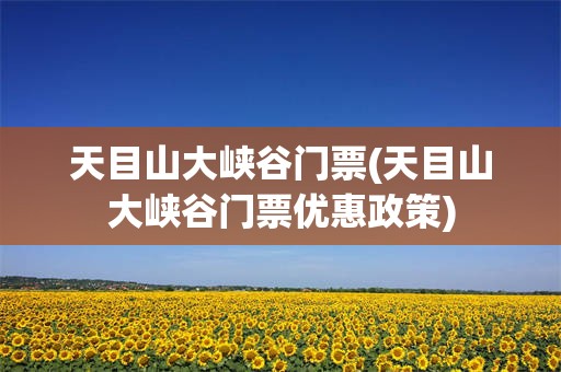 天目山大峡谷门票(天目山大峡谷门票优惠政策)