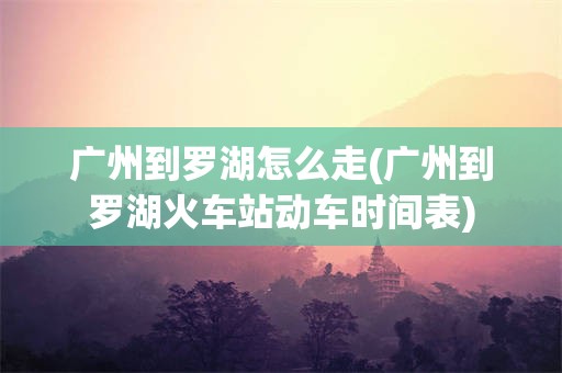 广州到罗湖怎么走(广州到罗湖火车站动车时间表)