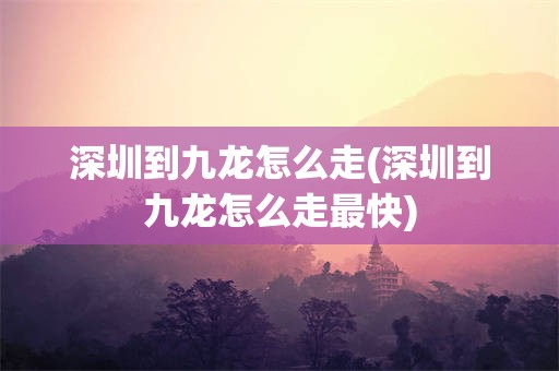 深圳到九龙怎么走(深圳到九龙怎么走最快)