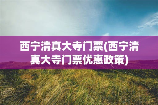 西宁清真大寺门票(西宁清真大寺门票优惠政策)