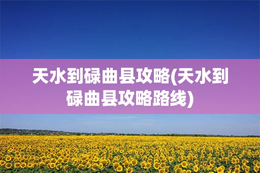 天水到碌曲县攻略(天水到碌曲县攻略路线)
