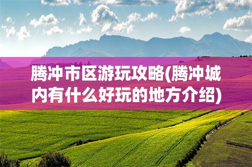 腾冲市区游玩攻略(腾冲城内有什么好玩的地方介绍)