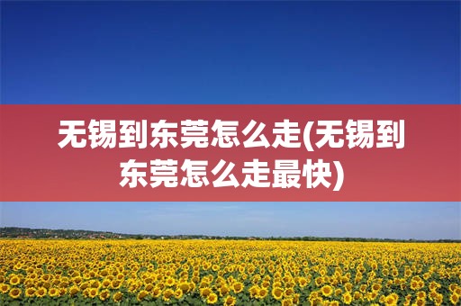 无锡到东莞怎么走(无锡到东莞怎么走最快)