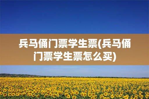 兵马俑门票学生票(兵马俑门票学生票怎么买)