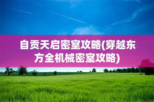 自贡天启密室攻略(穿越东方全机械密室攻略)