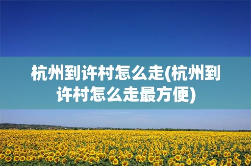 杭州到许村怎么走(杭州到许村怎么走最方便)
