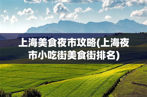上海美食夜市攻略(上海夜市小吃街美食街排名)