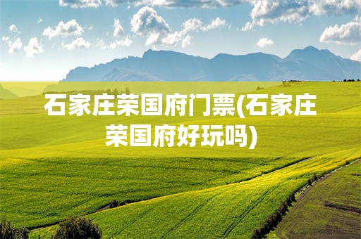 石家庄荣国府门票(石家庄荣国府好玩吗)