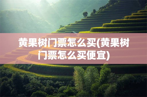 黄果树门票怎么买(黄果树门票怎么买便宜)