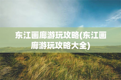 东江画廊游玩攻略(东江画廊游玩攻略大全)