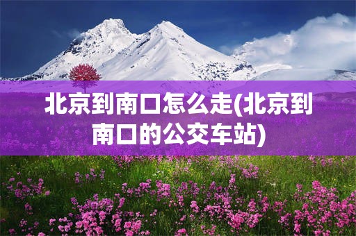 北京到南口怎么走(北京到南口的公交车站)
