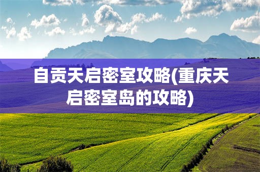 自贡天启密室攻略(重庆天启密室岛的攻略)