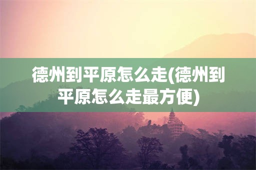 德州到平原怎么走(德州到平原怎么走最方便)