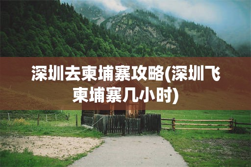 深圳去柬埔寨攻略(深圳飞柬埔寨几小时)