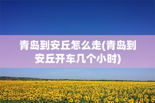 青岛到安丘怎么走(青岛到安丘开车几个小时)