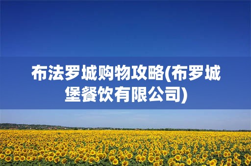 布法罗城购物攻略(布罗城堡餐饮有限公司)