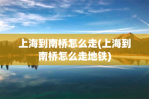 上海到南桥怎么走(上海到南桥怎么走地铁)