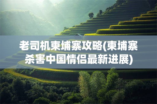 老司机柬埔寨攻略(柬埔寨杀害中国情侣最新进展)