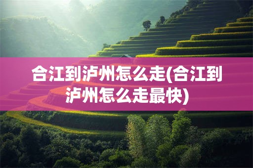 合江到泸州怎么走(合江到泸州怎么走最快)