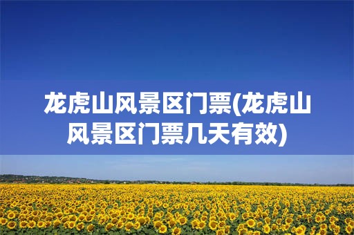龙虎山风景区门票(龙虎山风景区门票几天有效)